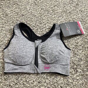 Shefit Black Gray Marble Front Zip Perfect Lounge Sports Bra Size XS New